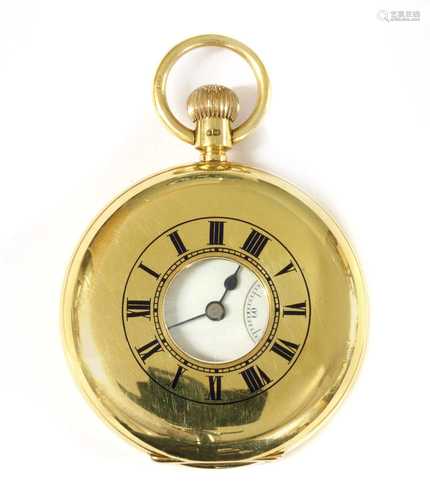 An 18ct gold side wind half hunter pocket watch,