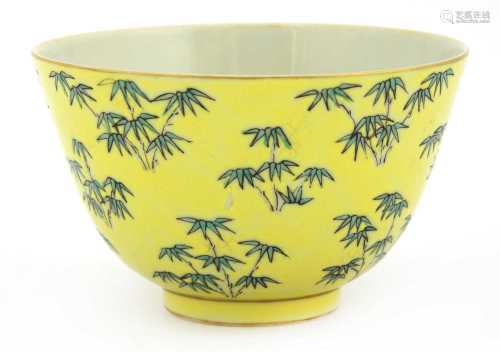 A Chinese yellow-glazed bowl,