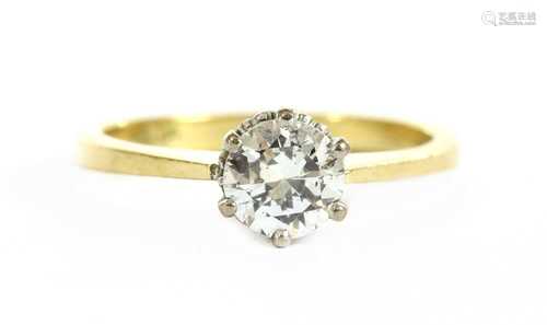 An 18ct gold single stone diamond ring,