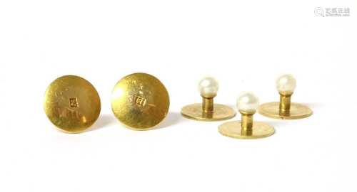 Five gold dress studs,