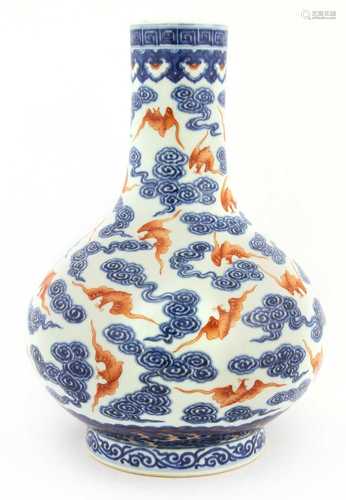 A Chinese iron-red and blue vase,