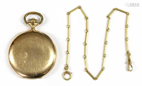 A gold side wind hunter pocket watch,