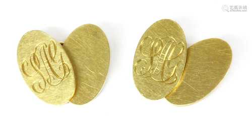 A pair of 18ct gold oval chain link cufflinks, by Deakin & Francis,