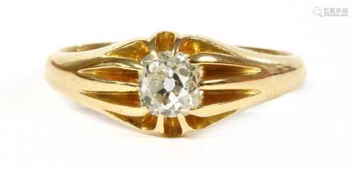 A gentlemen's 18ct gold single stone diamond ring,