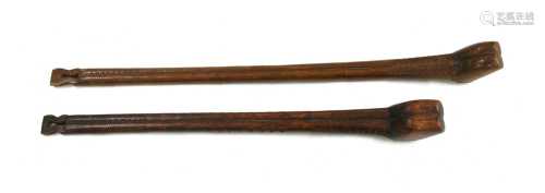 Two rare softwood double pipe cases,
