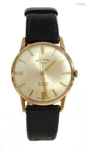 A gentlemen's 9ct gold Rotary mechanical strap watch,