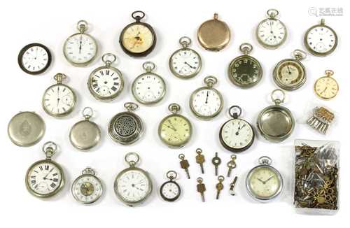 A quantity of pocket watches and cases,