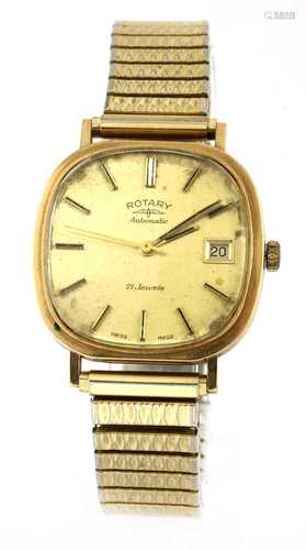 A gentlemen's 9ct gold Rotary automatic bracelet watch, c.1970,