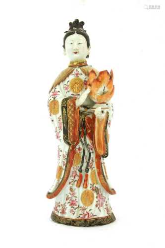 A Chinese export ware candlestick figure,