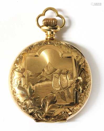 An American gold side wind hunter pocket watch,