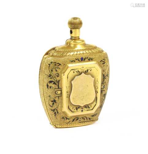 A gold scent bottle form fob watch case,