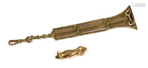 A gold fob,