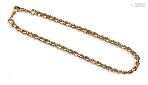 A 9ct gold curb link double Albert chain,