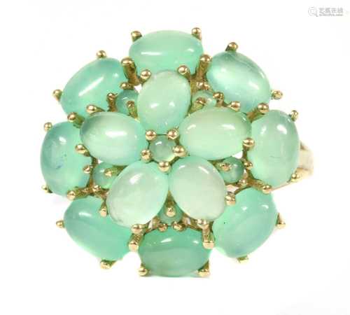 A 9ct gold chrysoprase cluster ring,