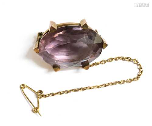 A Victorian gold amethyst brooch,