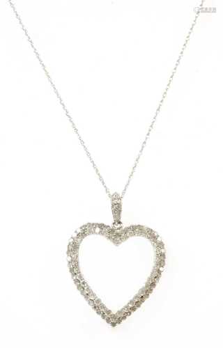 A white gold diamond heart pendant,