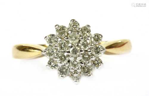 An 18ct gold diamond cluster ring,