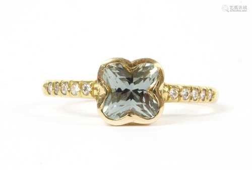 An 18ct gold green sapphire and diamond ring,