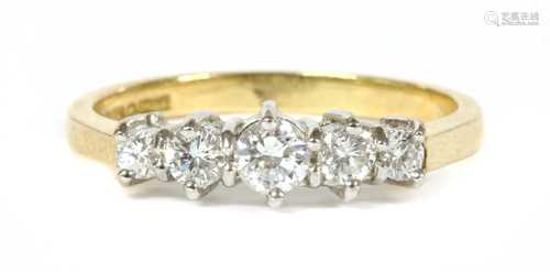 An 18ct gold five stone diamond ring,