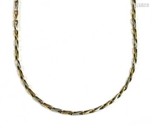 A 9ct two colour gold hayseed link chain,