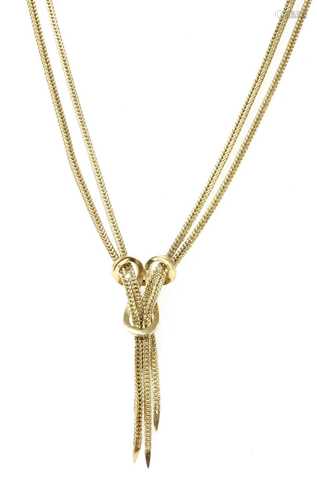 A 9ct gold two row tassel necklace,