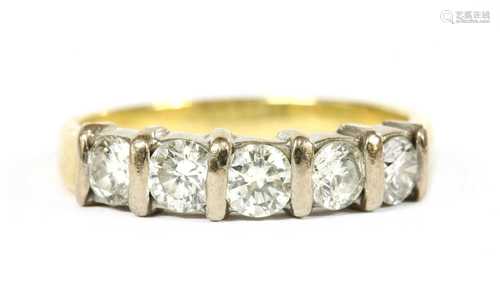 An 18ct gold five stone diamond ring,