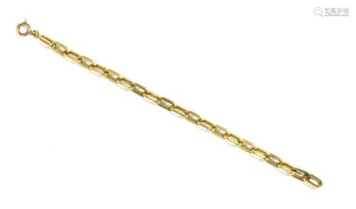 An Italian gold hollow oval paperlink bracelet, by UnoAErre,