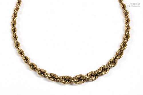 A 9ct gold graduated rope link necklace,