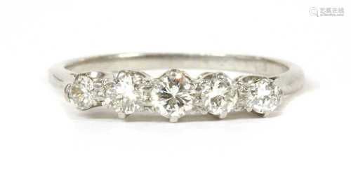 A platinum five stone diamond ring,