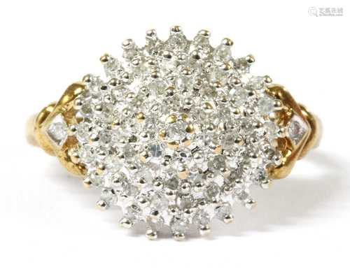 A 9ct gold diamond cluster ring,