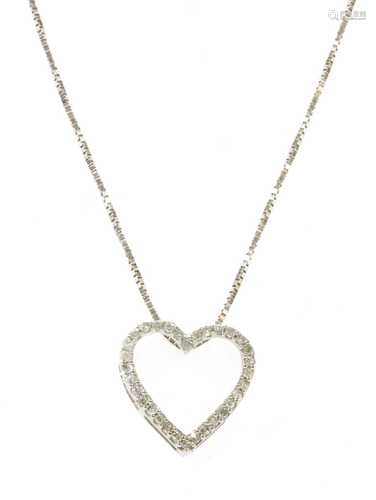 A white gold diamond set heart pendant,