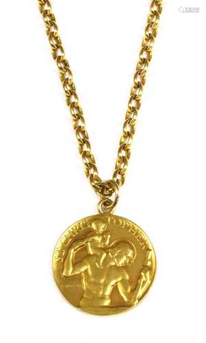 A 9ct gold St. Christopher medallion, by Paul Vincze,