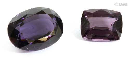 Two unmounted purple spinels