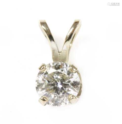 A white gold single stone diamond pendant,