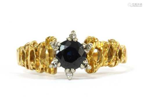 A gold sapphire and diamond ring, c.1970,