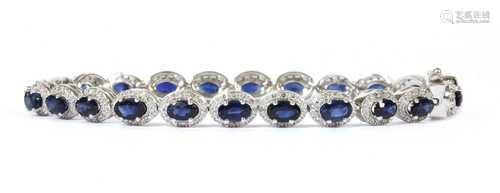 A white gold sapphire and diamond bracelet,