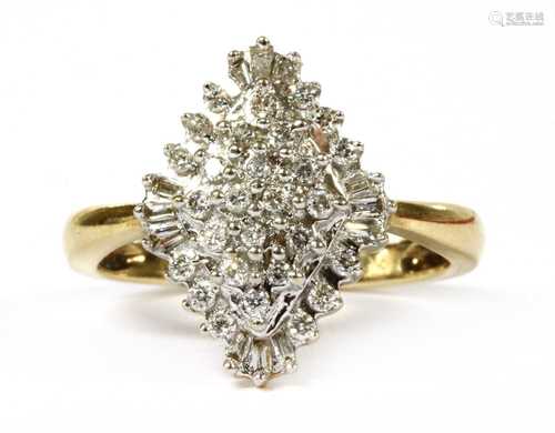 A 9ct gold diamond cluster ring,