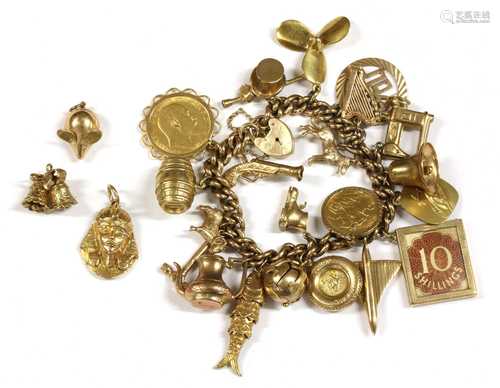 A 9ct gold charm bracelet,