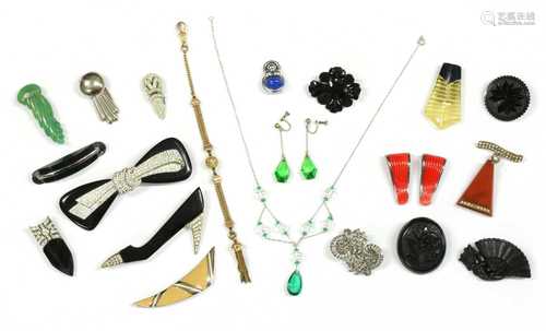 A collection of Art Deco and later costume jewellery,