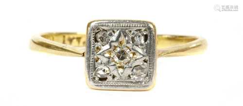 A gold diamond cluster ring,