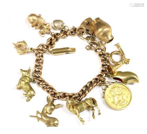 A 9ct gold charm bracelet,