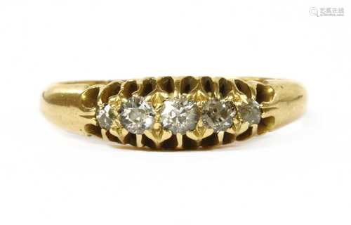 An 18ct gold five stone diamond ring,