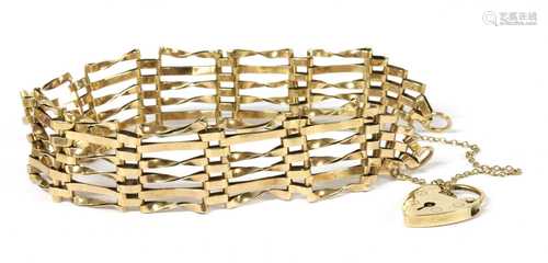 A 9ct gold six row gate bracelet,