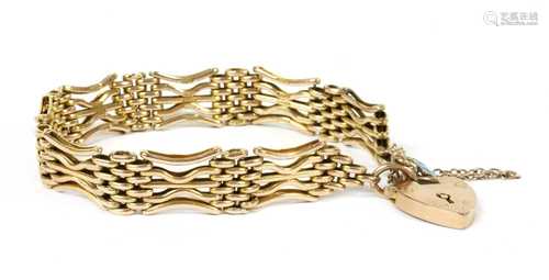 A 9ct gold five row gate bracelet,