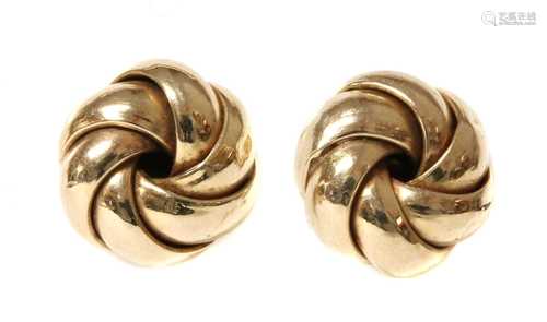 A pair of 9ct gold knot earrings,