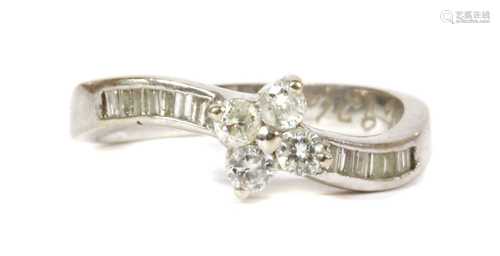 A white gold diamond cluster ring,