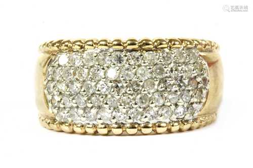 A 9ct gold five row diamond ring,