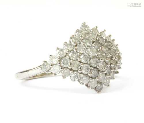 A white gold diamond cluster ring,