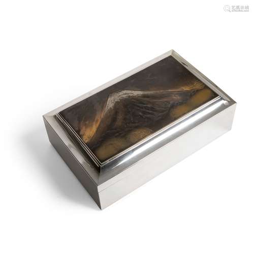 JAPANESE SILVER BOX WITH COVER C.1925 OR LATER