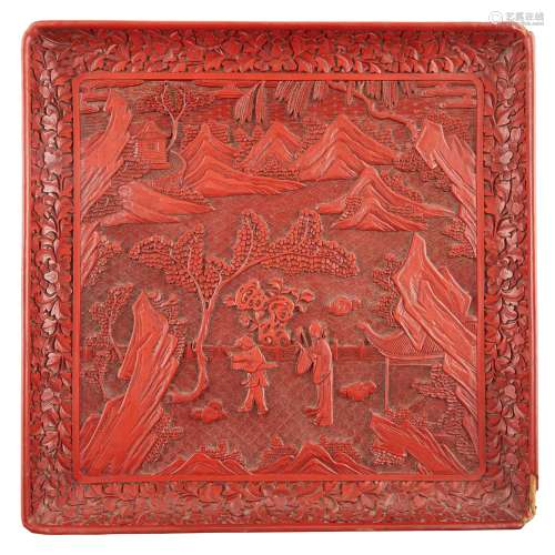 LARGE LACQUER SQUARE TRAY QING DYNASTY, 19TH CENTURY